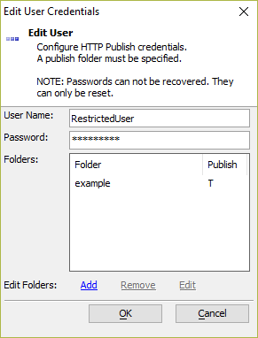 This user can only publish files to the "example" directory on the server.